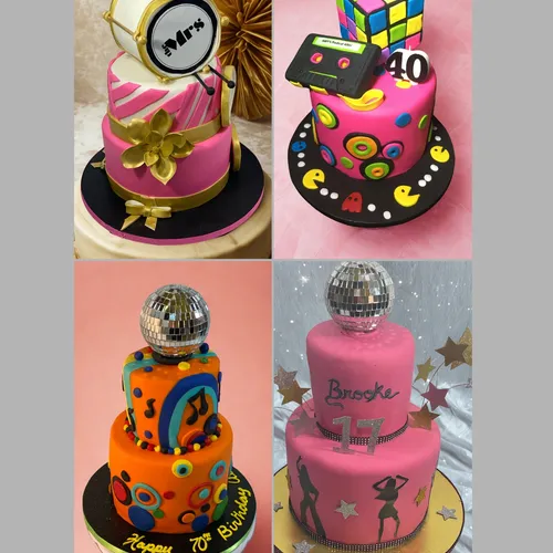 custom disco and retro-themed cakes