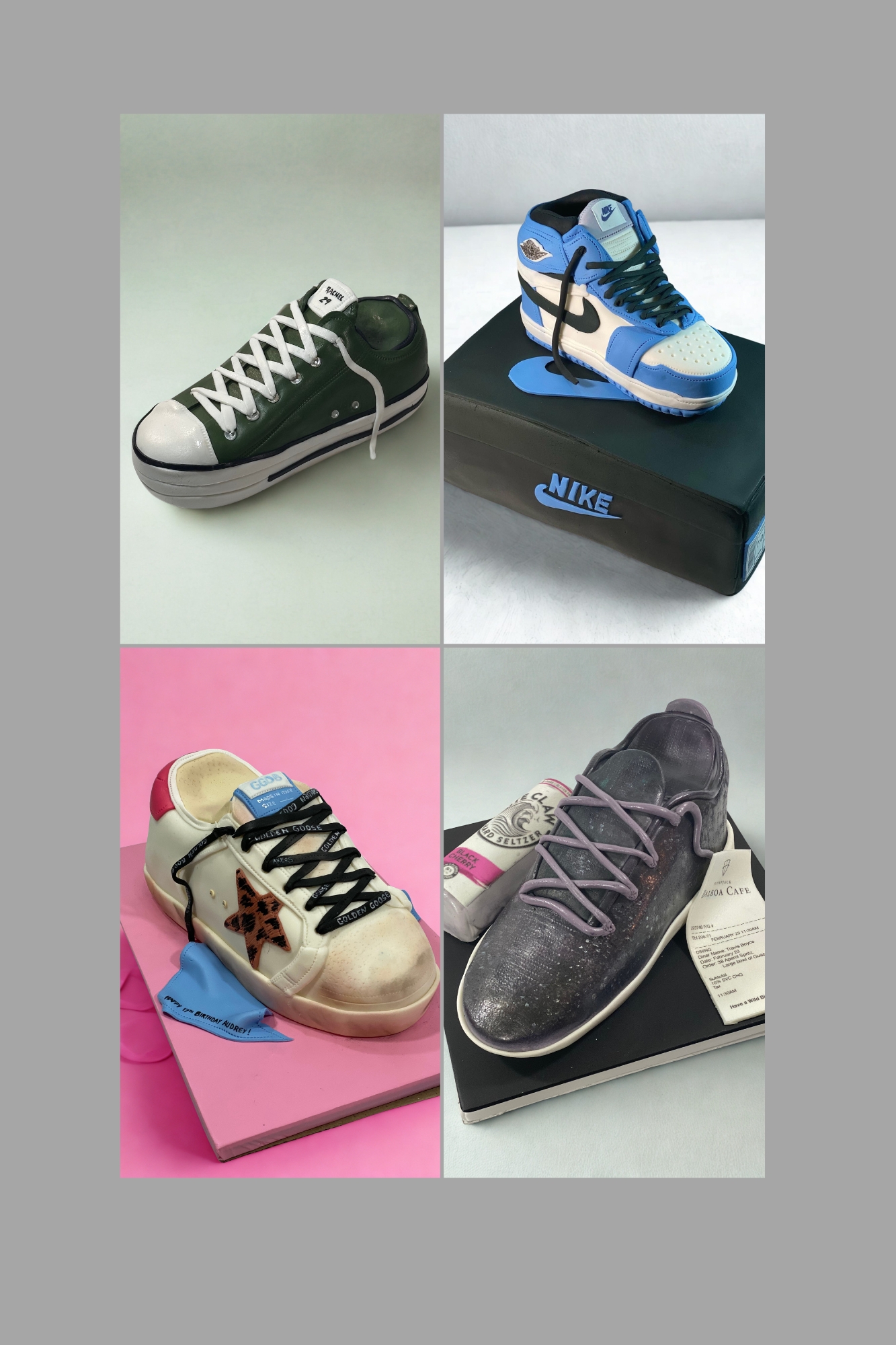 custom designer sneaker and shoe cakes