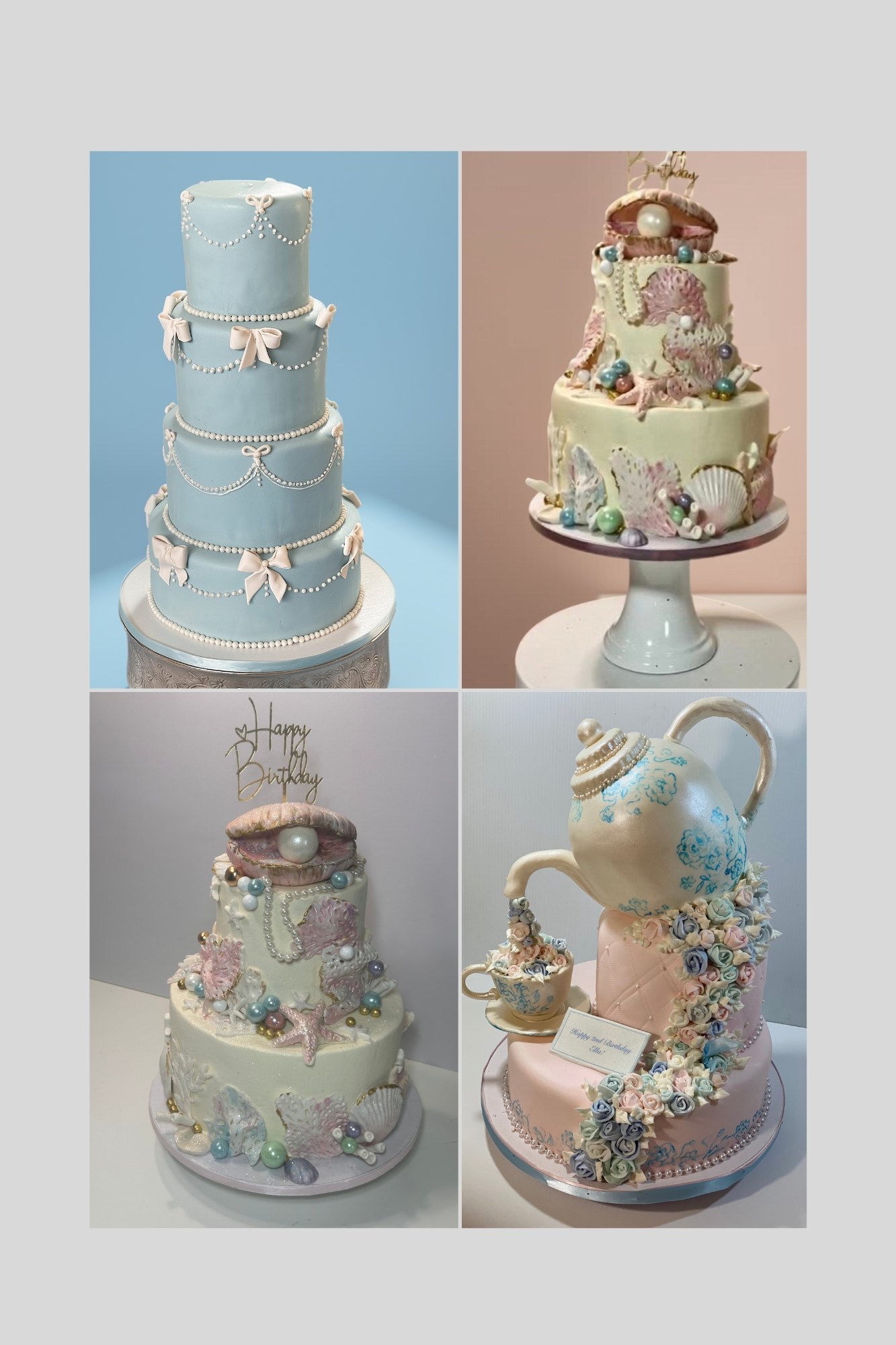 custom tiered cakes with sculpted detail