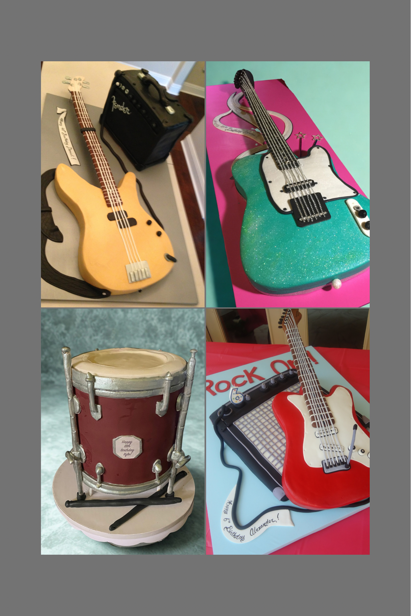 custom musical instrument cakes